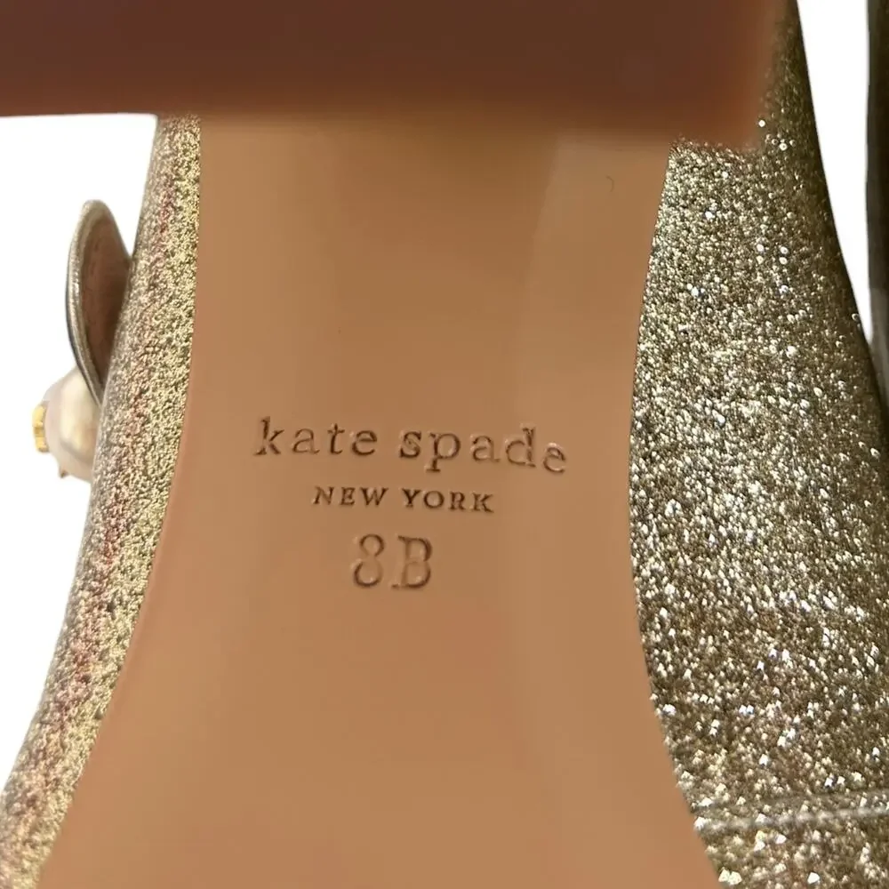 Kate Spade, Women's 'Maren' Pearl Glitter, Leather, Mary Jane Pumps, Gold Size 8